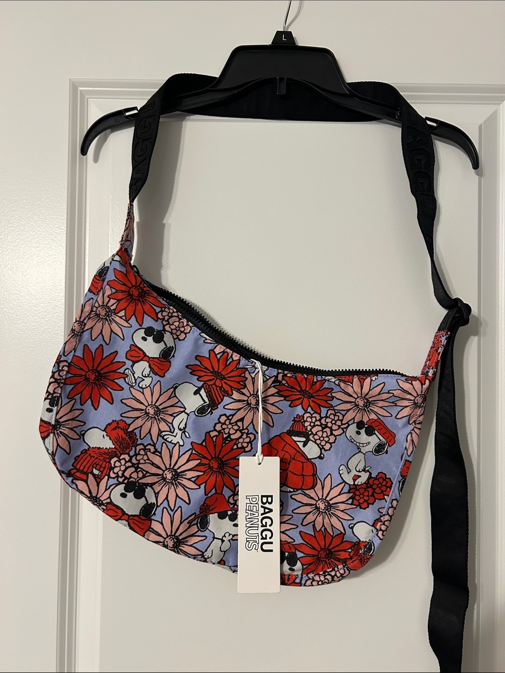BAGGU Floral Snoopy Shoulder Bag - Red, Pink & Lavender